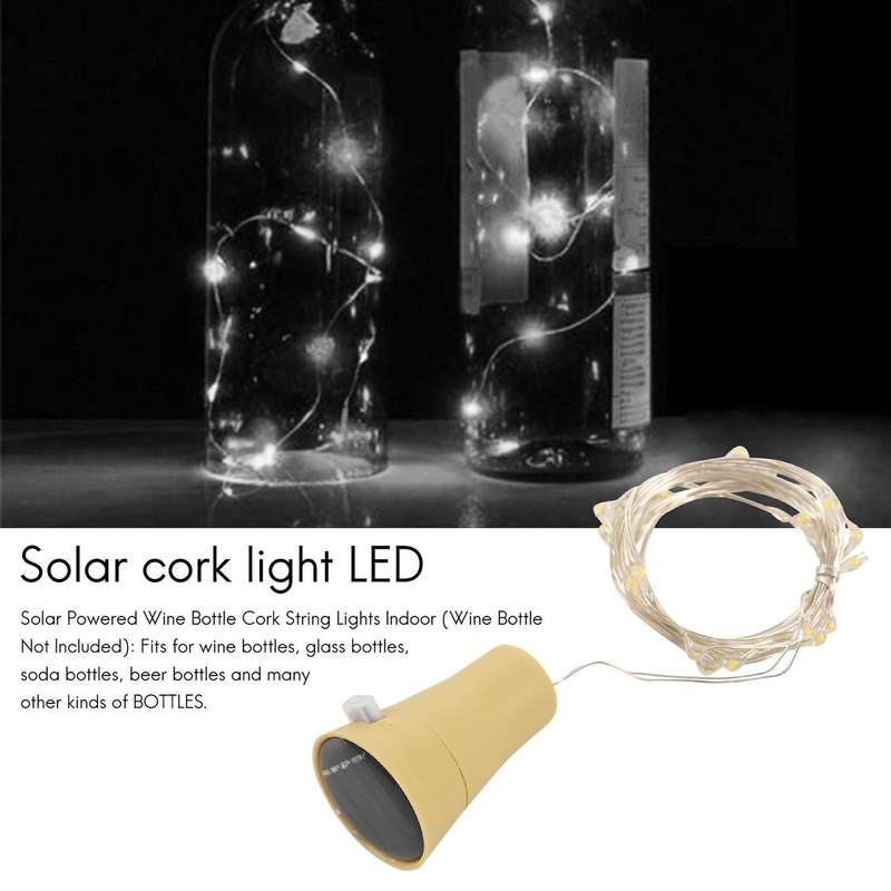 1pcs Solar 2m Led Cork Shaped 20 Led Night Fairy String Light Kork Solarbetrieben Licht Wine Lamp P