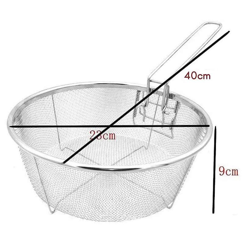 1Pcs Stainless Steel Fry Baskets Hot Oil Frying Fried Basket with Single Handle Mesh Noodle Dumpling