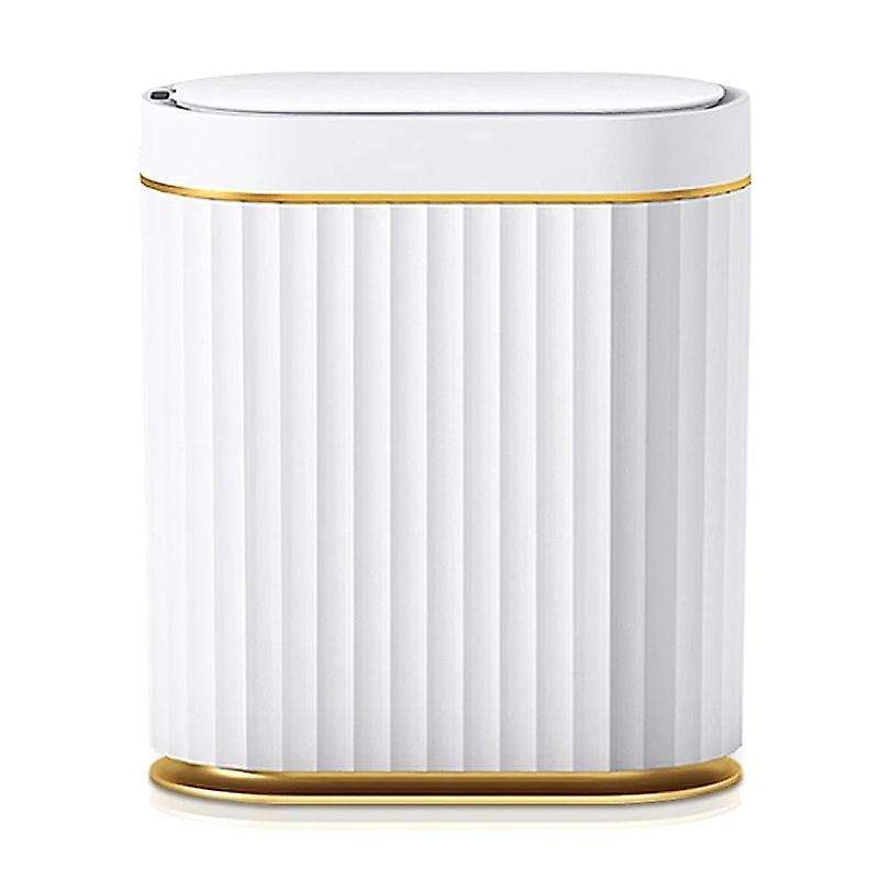 1Pcs Trash Can Golden Edge Waste Bin Kitchen Waterproof Bin Narrow Seam Automatic Electric Bin with