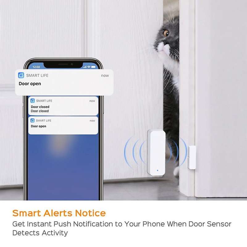 1pcs Tuya Smart Wifi Door Sensor Door Open / Closed Detectors Works with Tuya/ Smart Wifi App for A