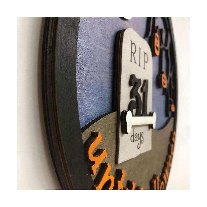 1pcs Wood Halloween Countdown Countdown Calendar Halloween Calendar Holiday Decoration 30x30cm