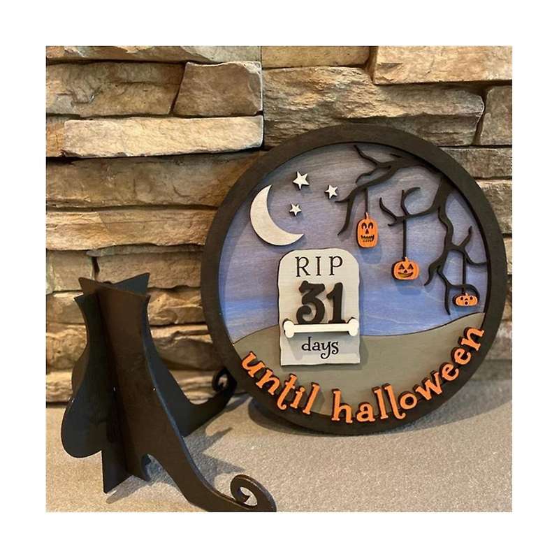 1pcs Wood Halloween Countdown Countdown Calendar Halloween Calendar Holiday Decoration 30x30cm