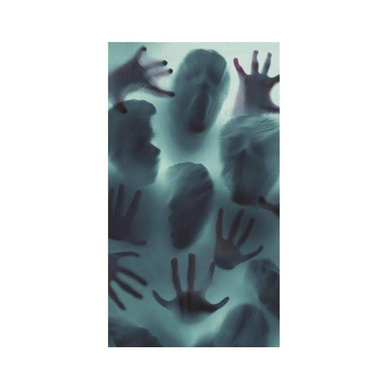 1pcshalloween Static Stickers Removable Bloody Handprint Ghost Horror Window Sticker Halloween Party