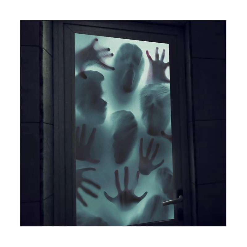 1pcshalloween Static Stickers Removable Bloody Handprint Ghost Horror Window Sticker Halloween Party