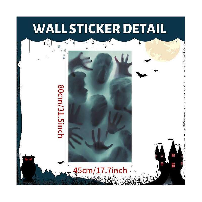 1pcshalloween Static Stickers Removable Bloody Handprint Ghost Horror Window Sticker Halloween Party