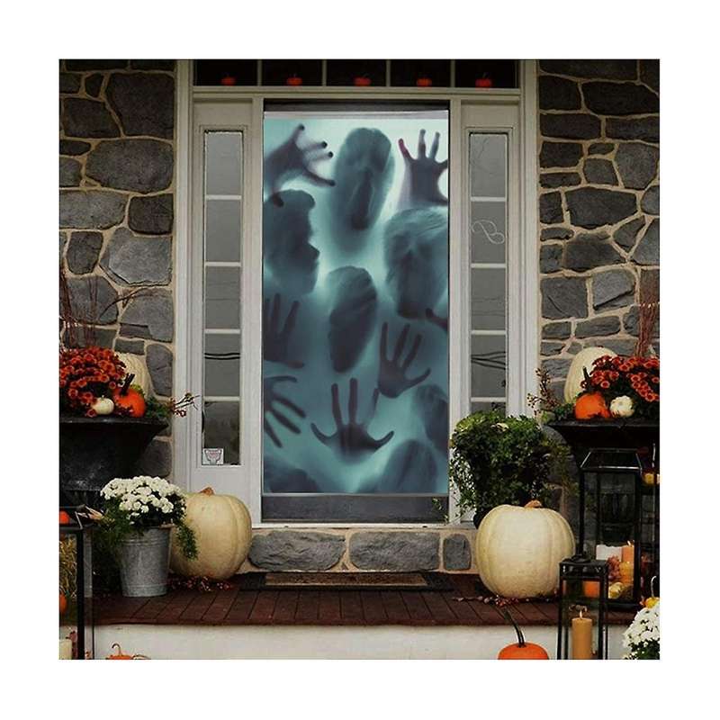 1pcshalloween Static Stickers Removable Bloody Handprint Ghost Horror Window Sticker Halloween Party