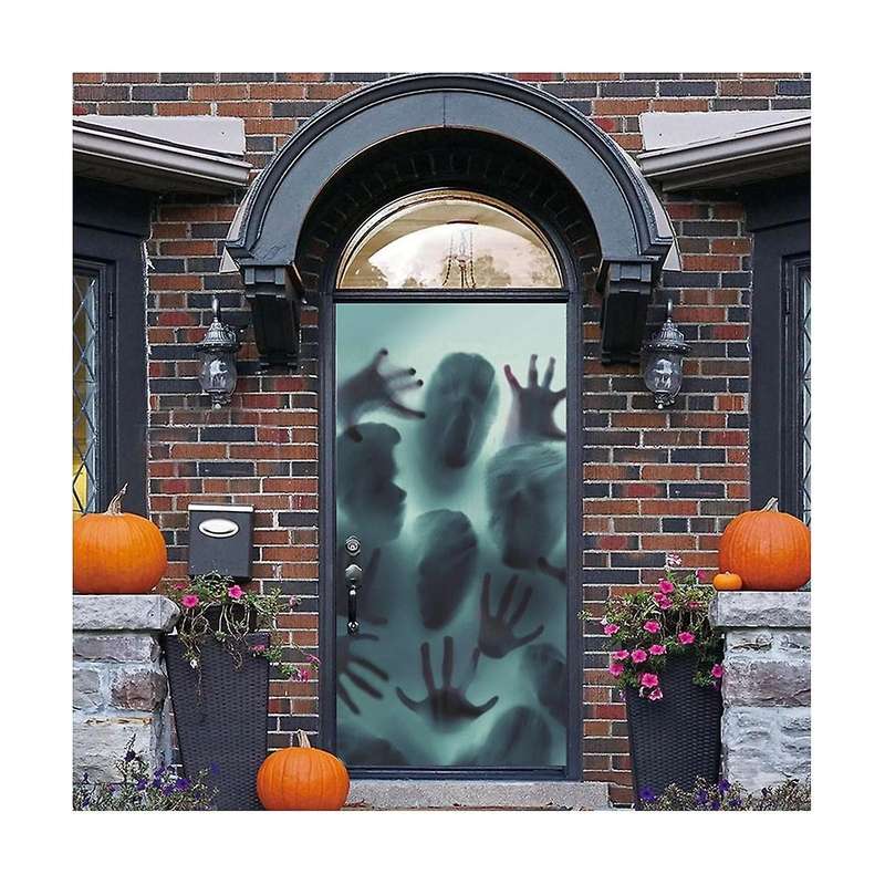 1pcshalloween Static Stickers Removable Bloody Handprint Ghost Horror Window Sticker Halloween Party