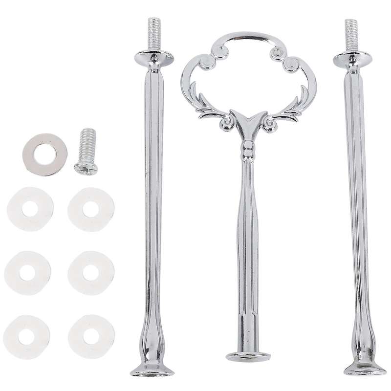 1set 2 3 Tier Cake Plate Stand Heavy Metal Center Handle Fitting Hardware Rod Shape:Ornate Victoria