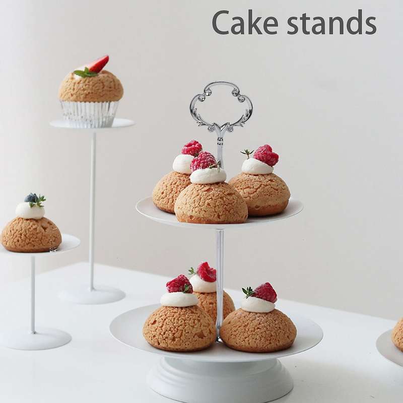 1set 2 3 Tier Cake Plate Stand Heavy Metal Center Handle Fitting Hardware Rod Shape:Ornate Victoria