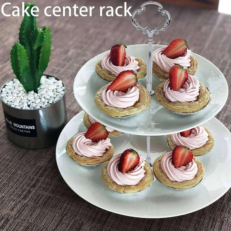 1set 2 3 Tier Cake Plate Stand Heavy Metal Center Handle Fitting Hardware Rod Shape:Ornate Victoria