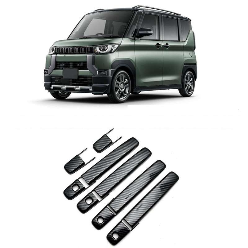 1set 4 Door Handle Carbon Cover Trim for Delica Mini 2023 2024 Outside Exterior Door Handle Protect