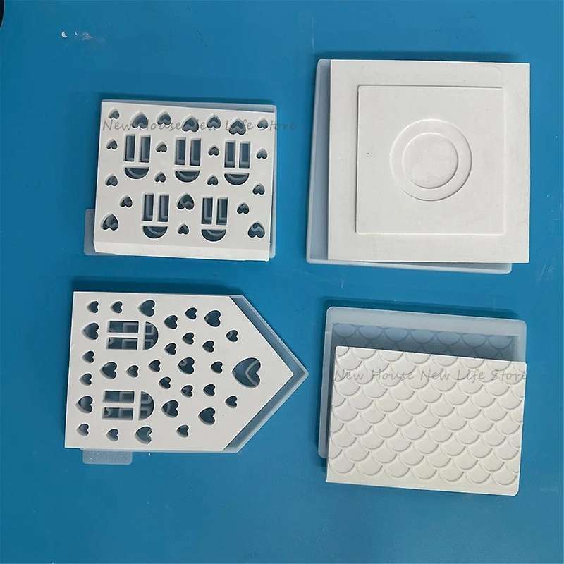 1Set 3D House Silicone Molds for Resin Concrete Love House Candle Holder Mold House Shaped Decoratio