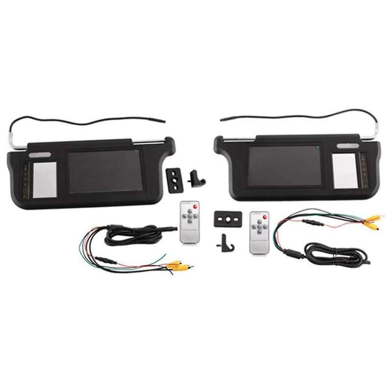 1Set 7Inch Black Car Sun Visor Rear View Mirror Screen LCD Monitor 2 Channel Video