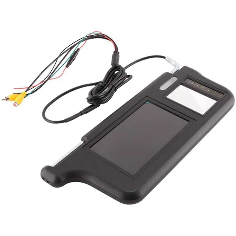 1Set 7Inch Black Car Sun Visor Rear View Mirror Screen LCD Monitor 2 Channel Video