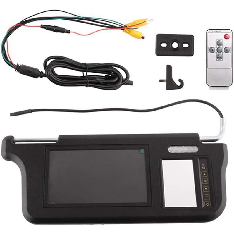 1Set 7Inch Black Car Sun Visor Rear View Mirror Screen LCD Monitor 2 Channel Video