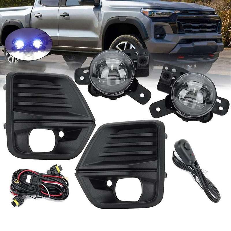 1Set Car Front Bumper LED Fog Light +Fog Lamp Cover+Harness Kit for 2023 2024 Daytime Running Light