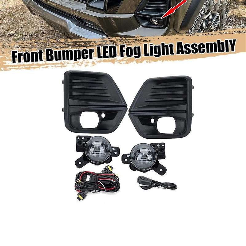 1Set Car Front Bumper LED Fog Light +Fog Lamp Cover+Harness Kit for 2023 2024 Daytime Running Light