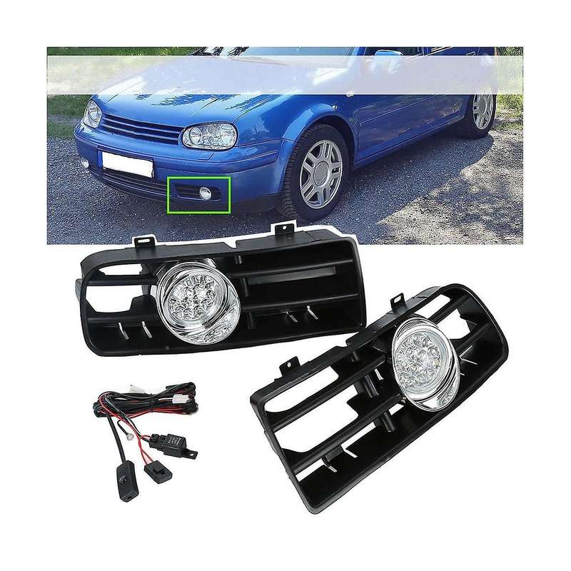 1set Car Grill Led Fog Light Grille Lower Grill with Led Drl Lamp for Golf Mk4 1998-2004