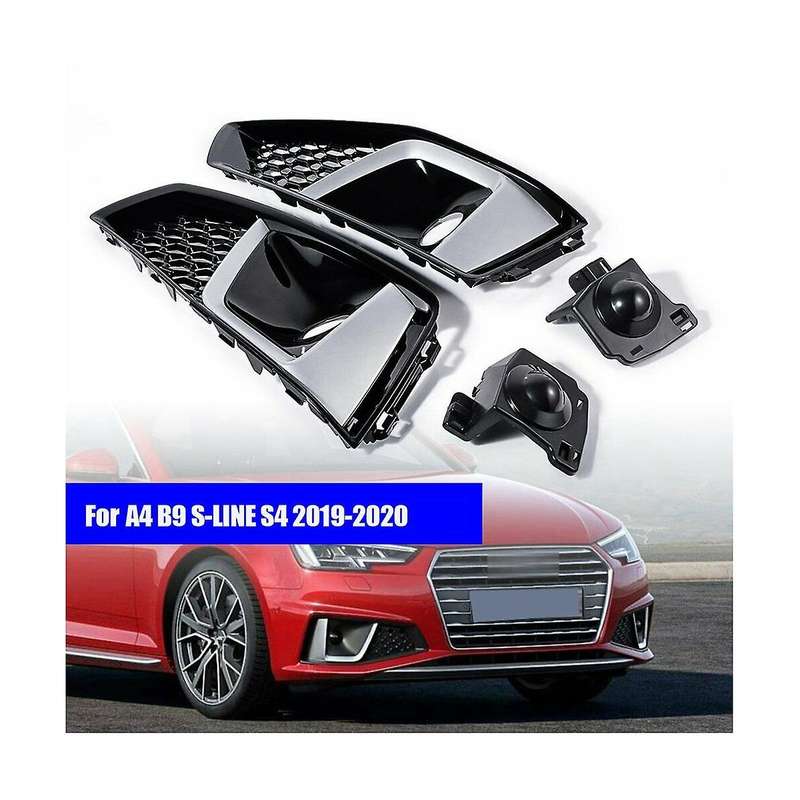 1set Car Front Lower Bumper Grille Fog Light Cover Honeycomb for A4 B9 S4 2019-2020 8wd807681j 8wd8