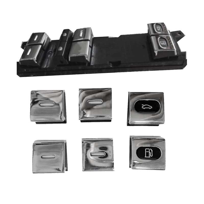 1Set Car Window Switch Button Gas Door Switch Trim Cover for GT 2004-2017 Power Window Lifter Chrome