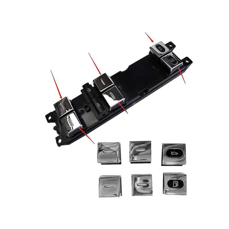 1Set Car Window Switch Button Gas Door Switch Trim Cover for GT 2004-2017 Power Window Lifter Chrome
