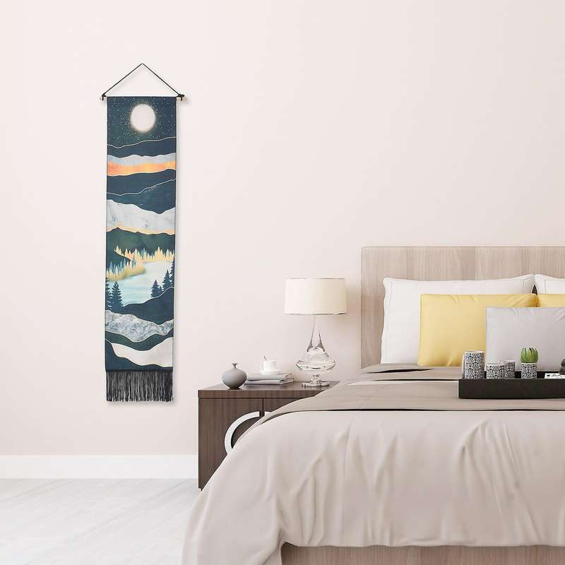 1Set Narrow Tapestry Wall Hanging Long Landscape Painting Nature Landscape Tapestry for Home Bedroo