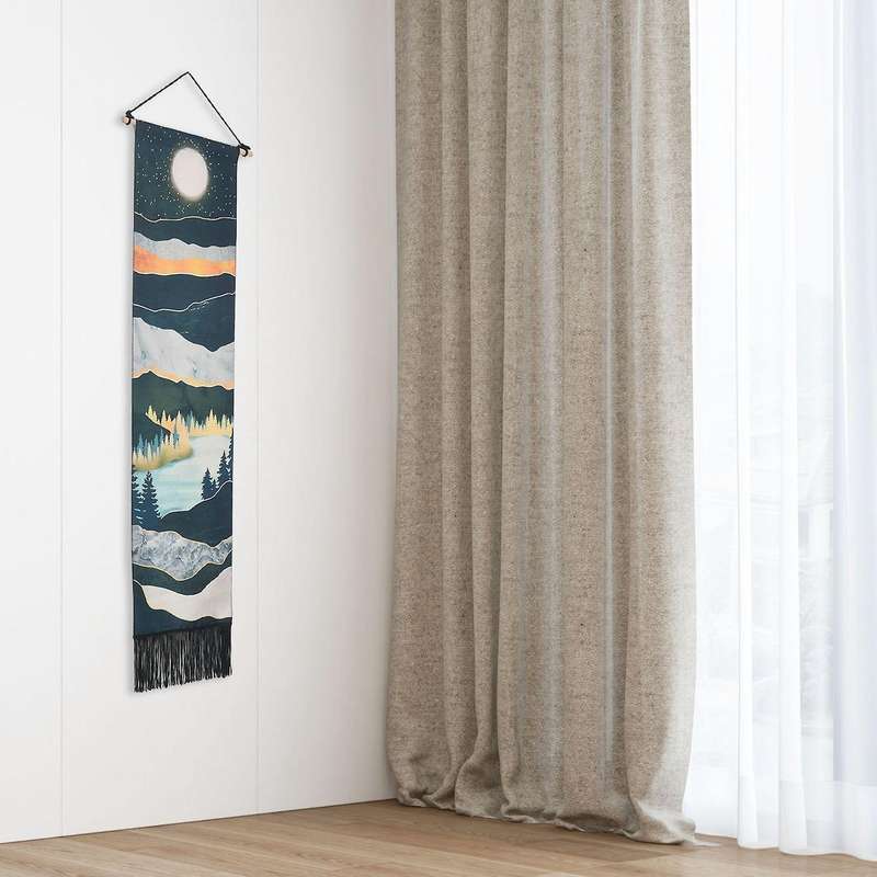 1Set Narrow Tapestry Wall Hanging Long Landscape Painting Nature Landscape Tapestry for Home Bedroo