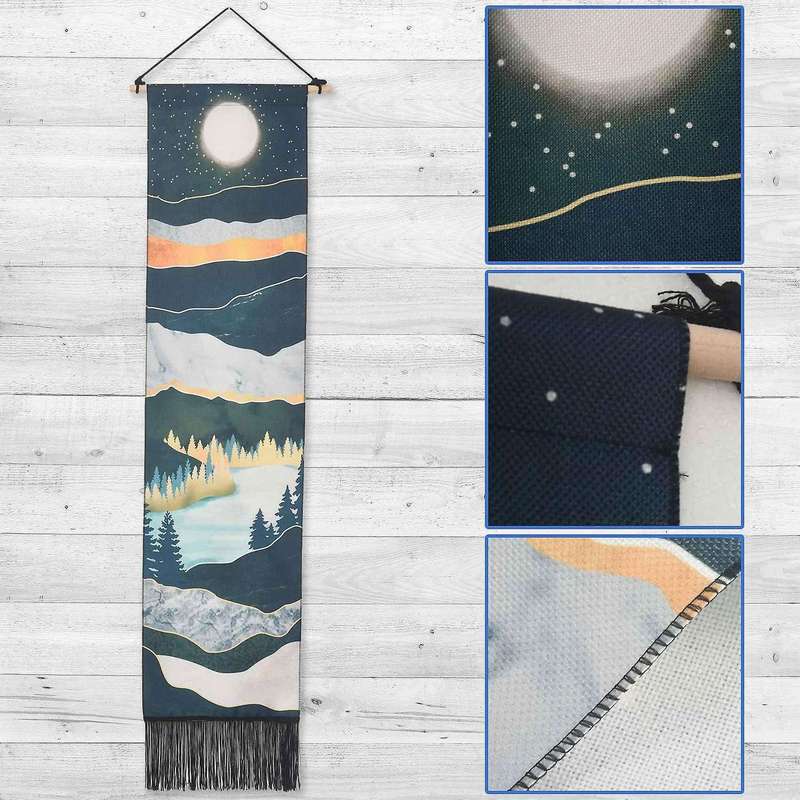 1Set Narrow Tapestry Wall Hanging Long Landscape Painting Nature Landscape Tapestry for Home Bedroo