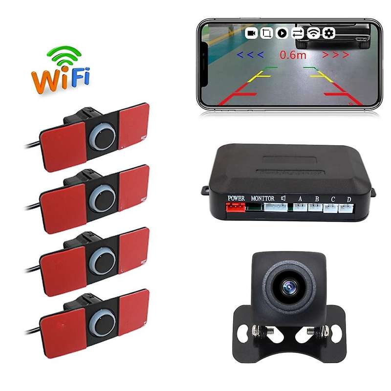 1Set Parking Sensor Wireless WIFI Car Rear View Reverse Parking System 4X Sensors Night Vision Camer