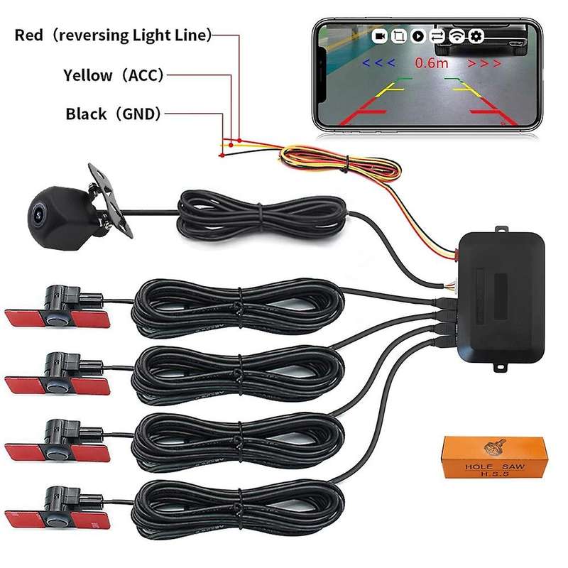 1Set Parking Sensor Wireless WIFI Car Rear View Reverse Parking System 4X Sensors Night Vision Camer