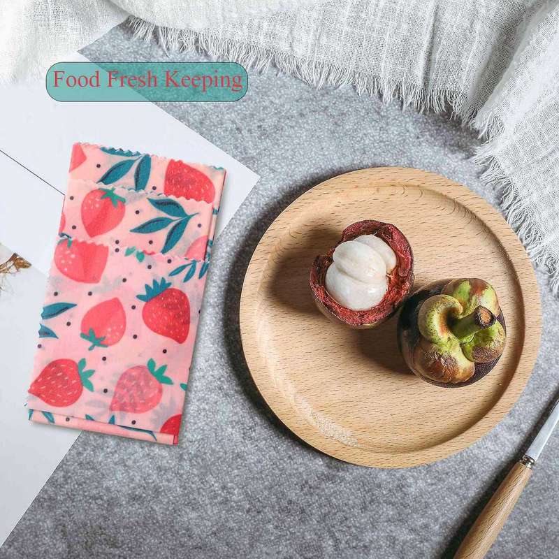 1set Reusable Beeswax Cloth Wrap Food Bag Lid Jungle Party Bees Wax Wrap for Sandwich Cheese