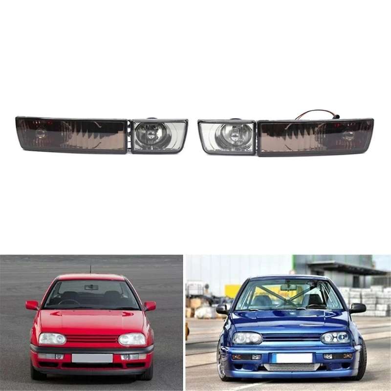 1set Smoked Front Bumper Fog Lights+turn Signal Lamps for Golf Mk3 1993-1998 1hm941778 1hm941777 1hm