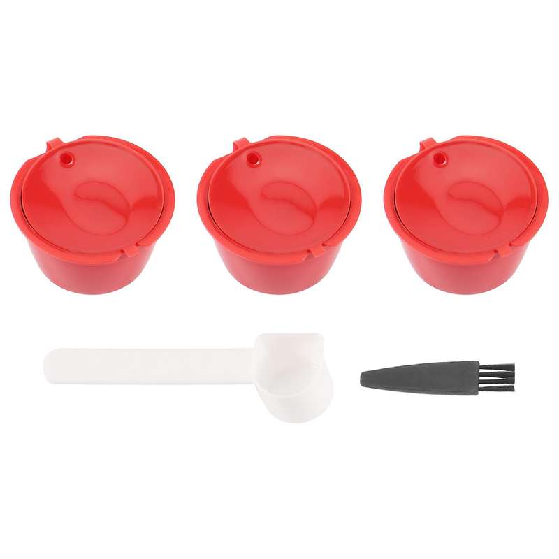 1Set Refillable Coffee Capsules Pods Reusable Coffee Filter Plastic with Spoon Brush High Quality R