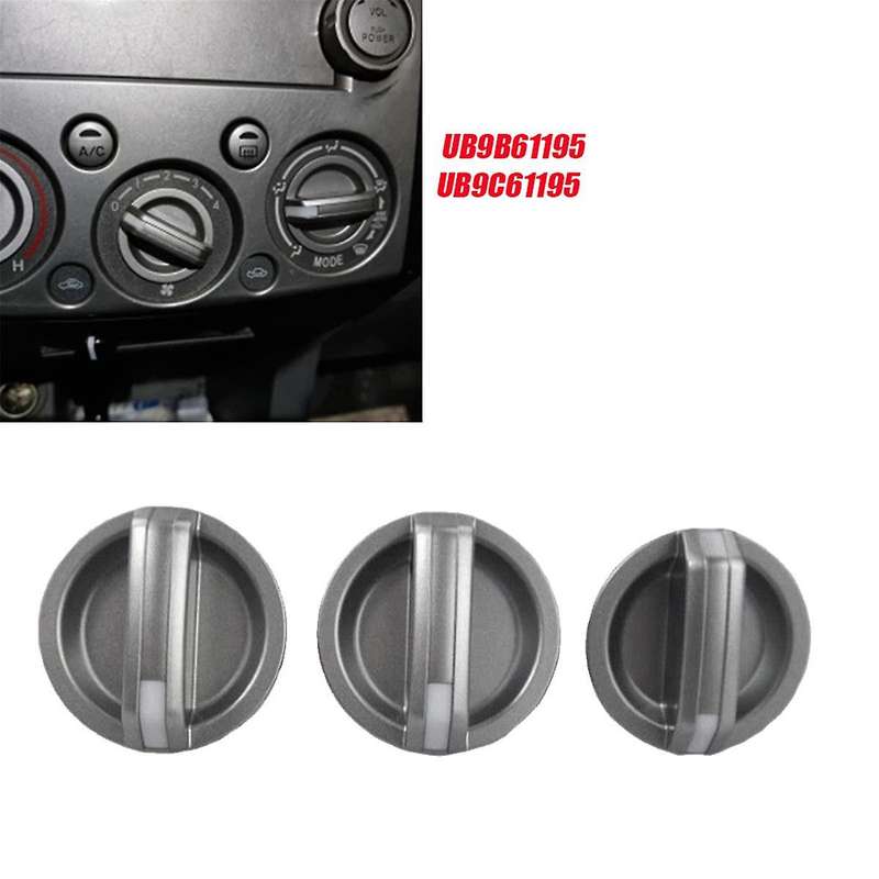 1set/3pcs Car Heater Control Knobs Ub9b61195 Ub9c61195 for Pk 2009-2011 Air Conditioner Control Kno