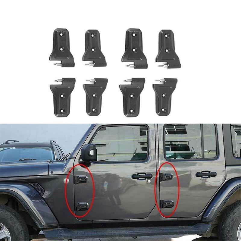 1Set/8Pcs Car Door Hinge Kit for Wrangler JL 4DR 2018+ Body Hinges Cover Trim Long Top and Short Bot