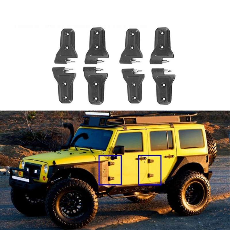 1Set/8Pcs Car Door Hinge Kit for Wrangler JL 4DR 2018+ Body Hinges Cover Trim Long Top and Short Bot