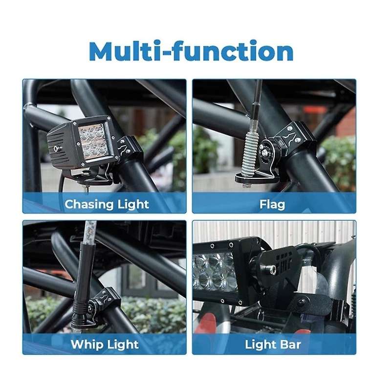 1X UTV Flag Mount Whip Light Mount for 1.75 to 2 Inch Roll Bar Universal UTV for RZR 900 1000 Can Am