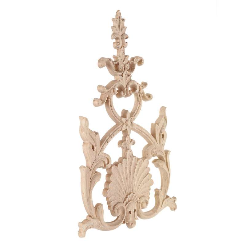 1x Rubber Wood Carved Applique Vintage Furniture Craft Decor #h