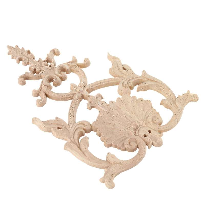 1x Rubber Wood Carved Applique Vintage Furniture Craft Decor #h