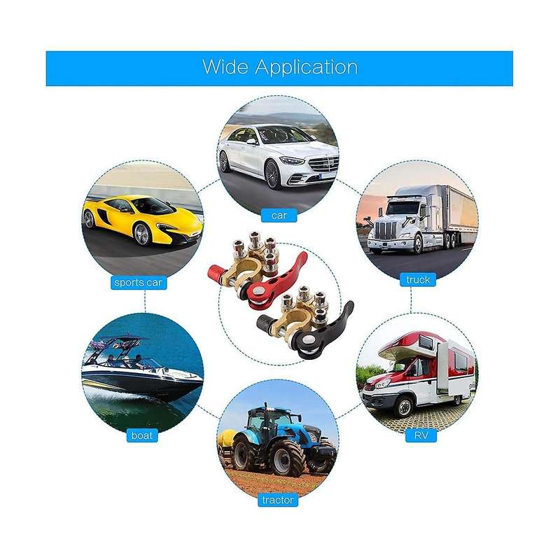 2 Battery Terminals, 12 V 4-way Pole Clamp Car Battery Quick Release Safe Clamped Battery Clamp For