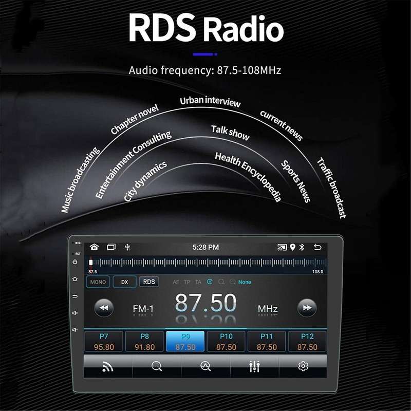 2 Din Android Car Stereo Wireless Carplay Android Auto, 9 Inch Touchscreen Car Radio WiFi GPS Blueto