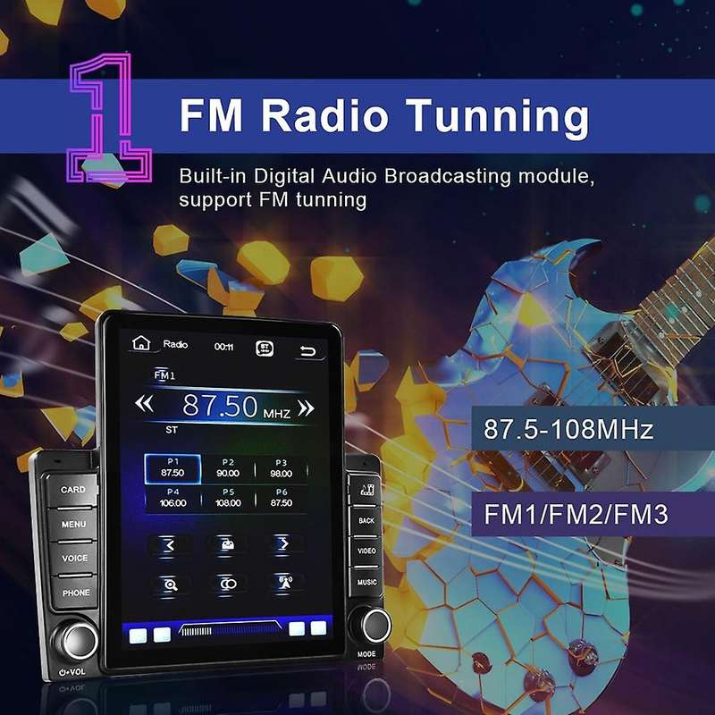 2 Din 9.5 Inch Touch-Screen MP5 Player Car Stereo FM Radio for /Android CarPlay Mirror Link Navi Blu