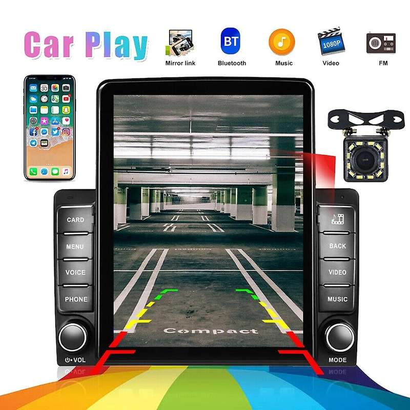 2 Din 9.5 Inch Touch-Screen MP5 Player Car Stereo FM Radio for /Android CarPlay Mirror Link Navi Blu