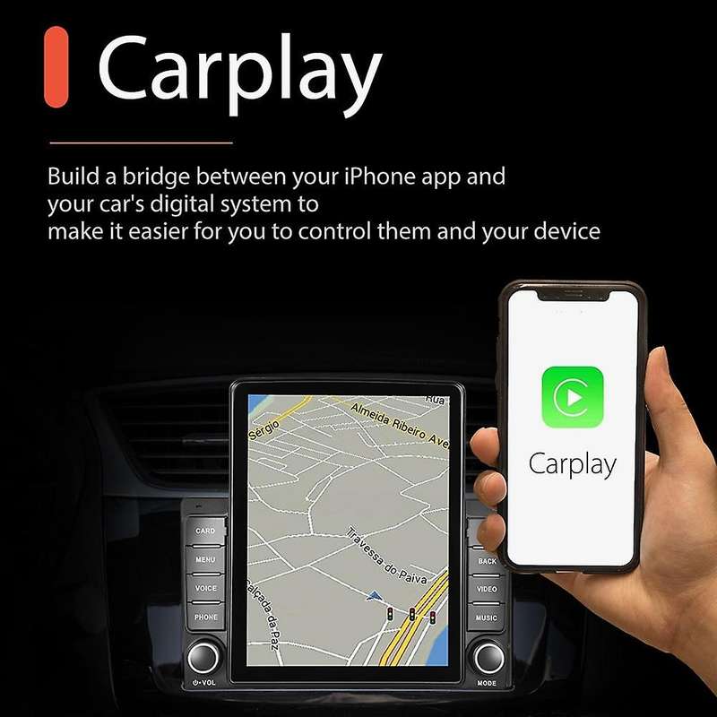 2 Din 9.5 Inch Touch-Screen MP5 Player Car Stereo FM Radio for /Android CarPlay Mirror Link Navi Blu