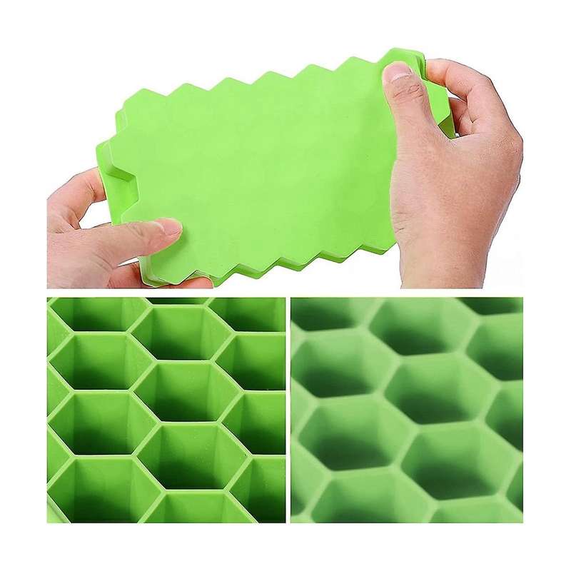 2 Ice Trays, Silica Gel Ice Molds, with Sealing Covers, Ice Trays for Refrigerators, Reusable(green