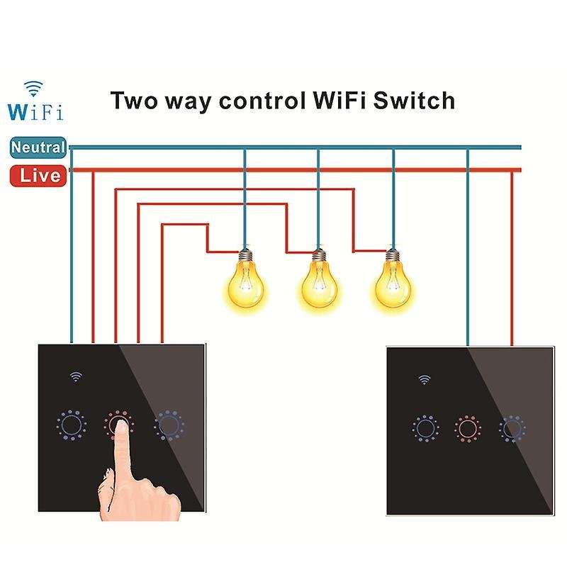 2 Gang Contact Light Switch Wifi Smart Home Wall Dual Control Switch / EU/ UK Standard for Google Ho