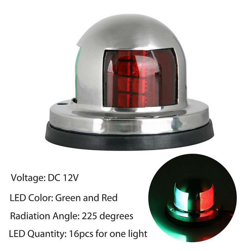 2 IN 1 Marine Boat Yacht Pontoon 12V Stainless Steel LED Bow Navigation Lights