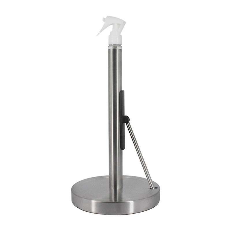 2 In 1 Paper Towel Holder with Spray Bottle, Countertop Paper Towels Holders Stand Under Cabinet Pap