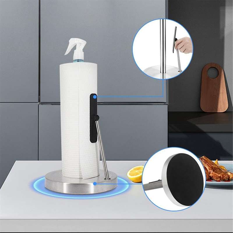 2 In 1 Paper Towel Holder with Spray Bottle, Countertop Paper Towels Holders Stand Under Cabinet Pap