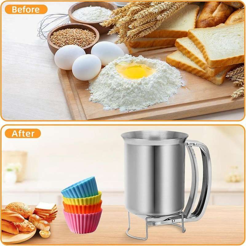 2 In 1 Stainless Steel 800ml Batter Dispenser with Squeeze Handle, Pancake Pourer Batter Pitcher Mix